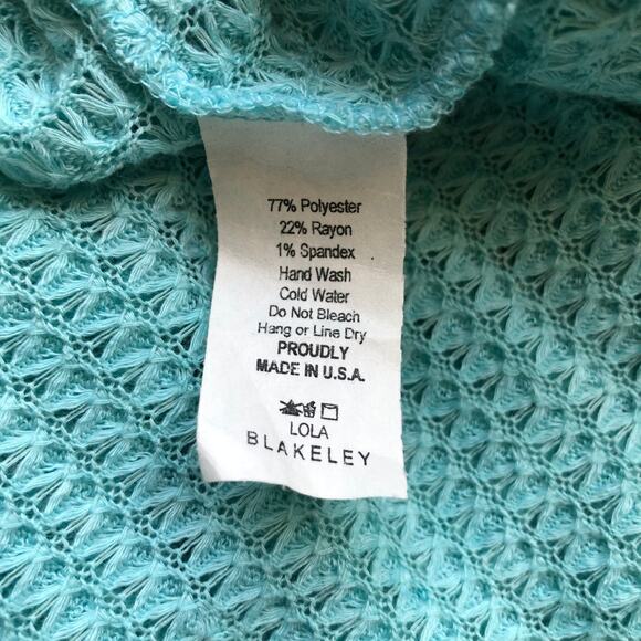 Blakeley Blue Waffle Knit Open Front Lola Cardigan Long Sleeve Women's XS/S - Picture 7 of 8